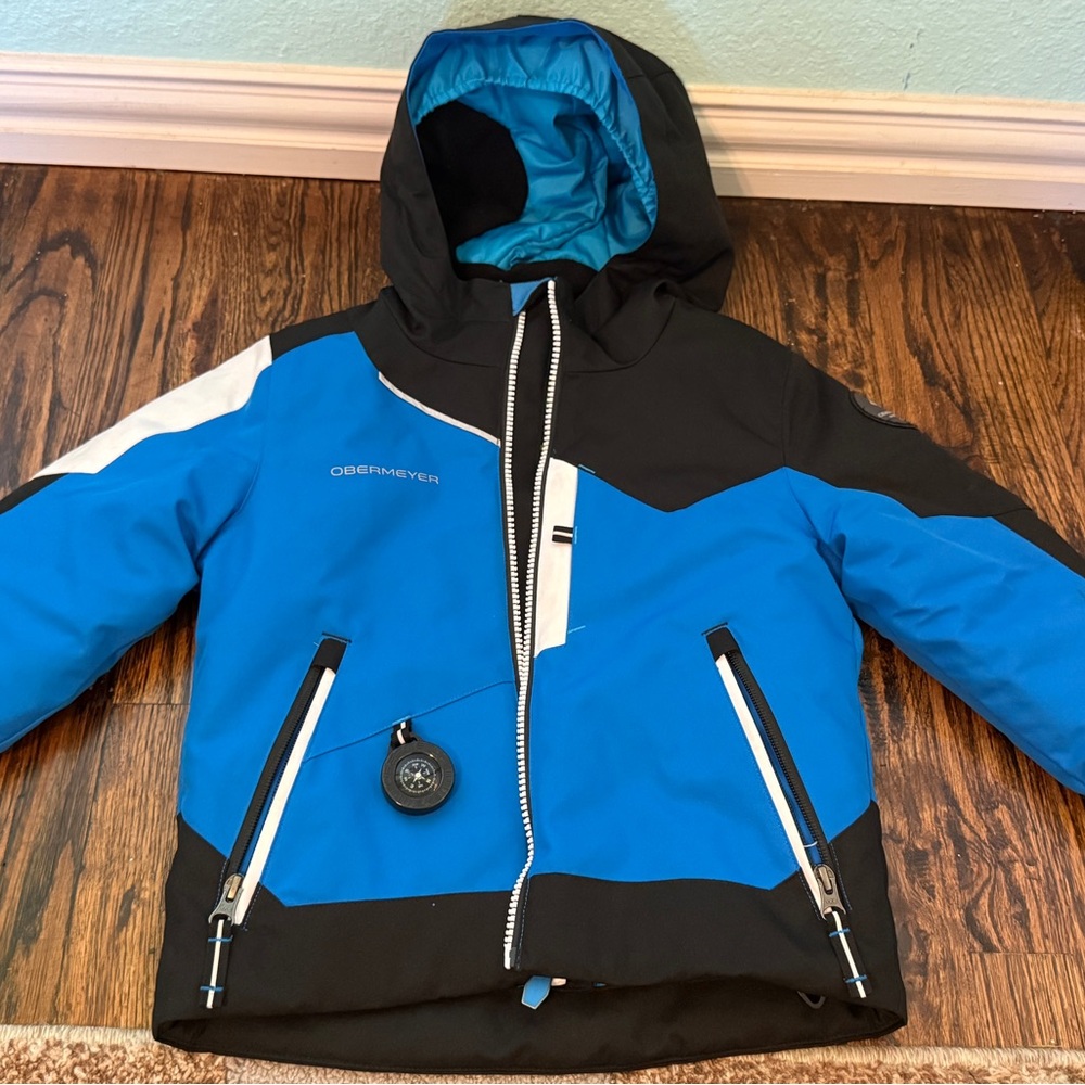 Obermeyer Black and Blue Hooded Orb Jacket